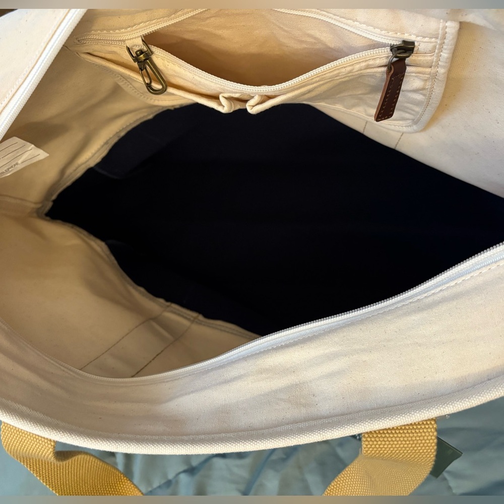 L.L. Bean NWT Large Canvas Tote Bag - Cream and Navy - Picture 9 of 12